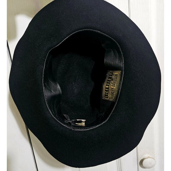 Vintage Harley Davidson Crushable Wool Felt Cowboy Hat Black Western WPL 4384 - Picture 8 of 10